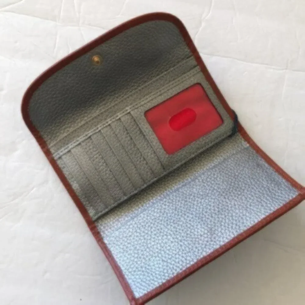Dooney & Bourke Wallet Pebble Grain Continental Clutch Silver /Brown Trim